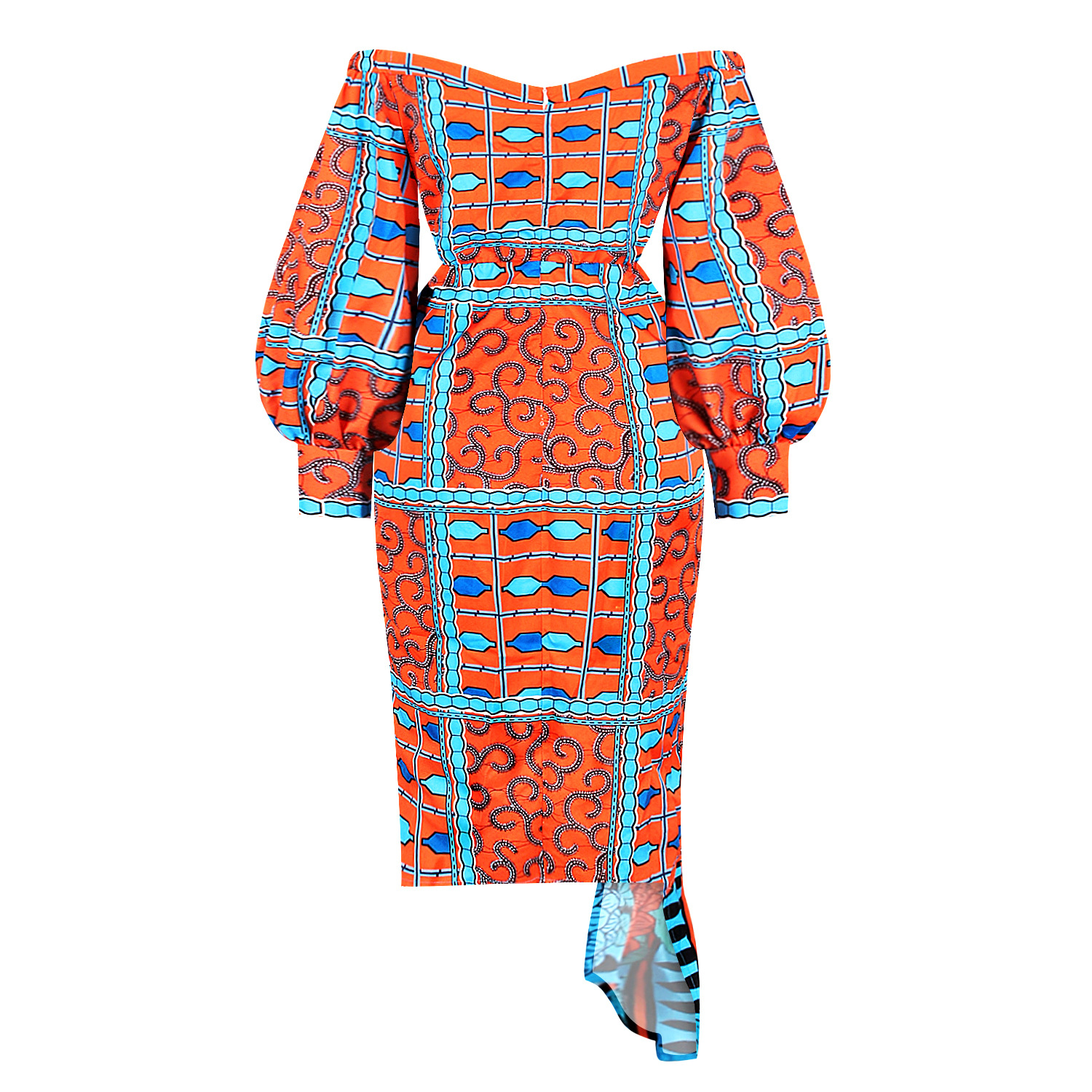 Spring New Women's Fashion Elegant Solid Color Round Neck Lantern Sleeves Long Dress