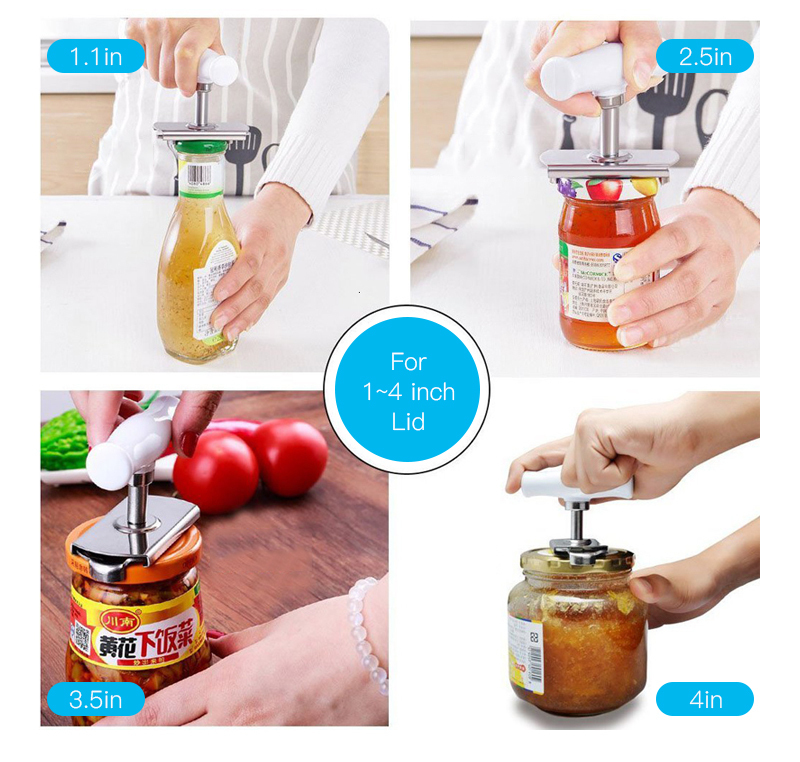 Stainless Steel Easy Can Jar Opener Adjustable 1-4 Inches Cap Lid Openers Tool Kitchen Gadgets