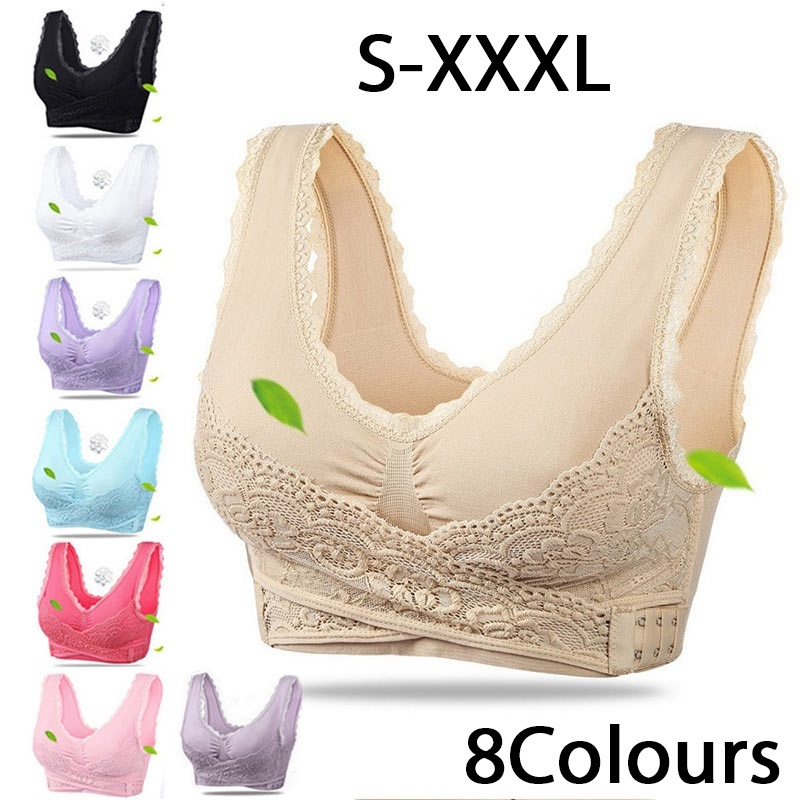 8Colors Sports Bra Large Size Seamless Adjustment Underwear Cross Side Buckle Wireless Lace