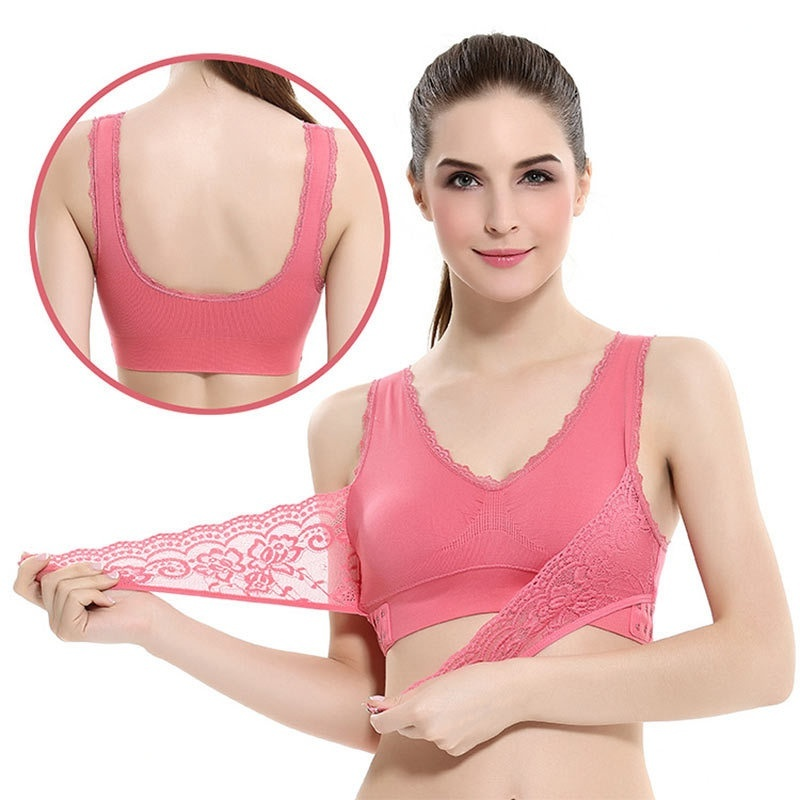 8Colors Sports Bra Large Size Seamless Adjustment Underwear Cross Side Buckle Wireless Lace