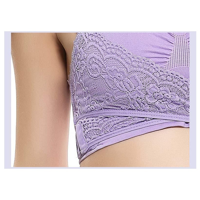 8Colors Sports Bra Large Size Seamless Adjustment Underwear Cross Side Buckle Wireless Lace