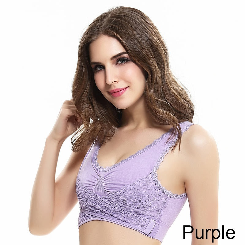 8Colors Sports Bra Large Size Seamless Adjustment Underwear Cross Side Buckle Wireless Lace