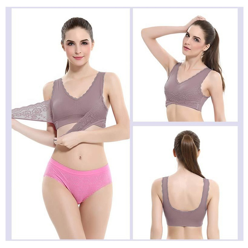 8Colors Sports Bra Large Size Seamless Adjustment Underwear Cross Side Buckle Wireless Lace