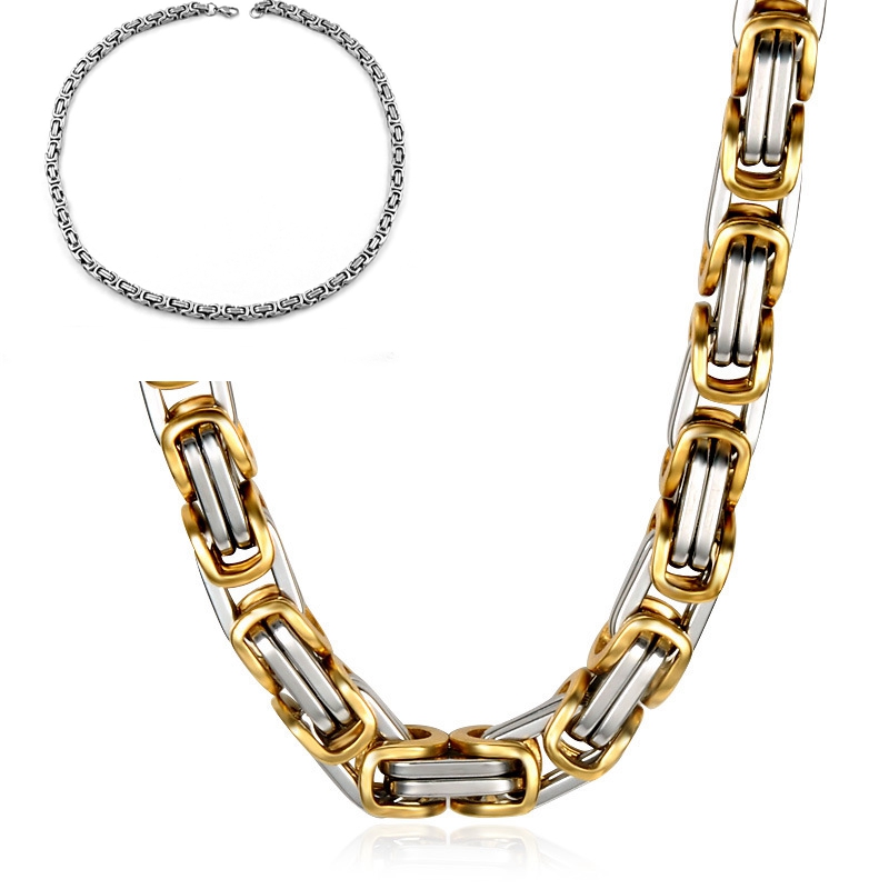 8MM 316L Titanium Stainless Steel Necklaces Chains Link Byzantine Chains Necklaces for Men Jewelry