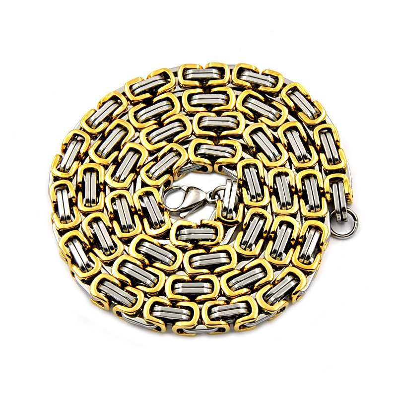 8MM 316L Titanium Stainless Steel Necklaces Chains Link Byzantine Chains Necklaces for Men Jewelry