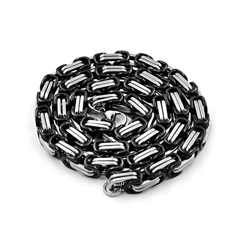 8MM 316L Titanium Stainless Steel Necklaces Chains Link Byzantine Chains Necklaces for Men Jewelry
