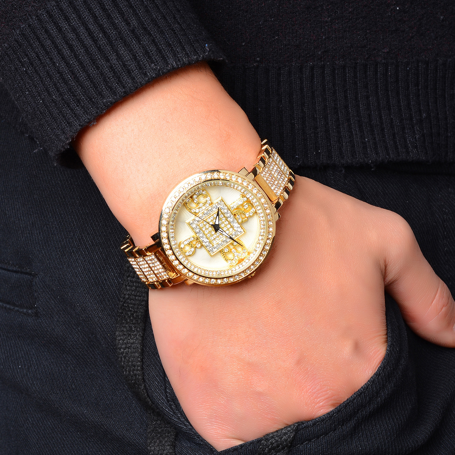 Hip Hop Iced Out Watches Luxury Mens Date Quartz Wrist With Micropave CZ Alloy For Women Men Jewelry