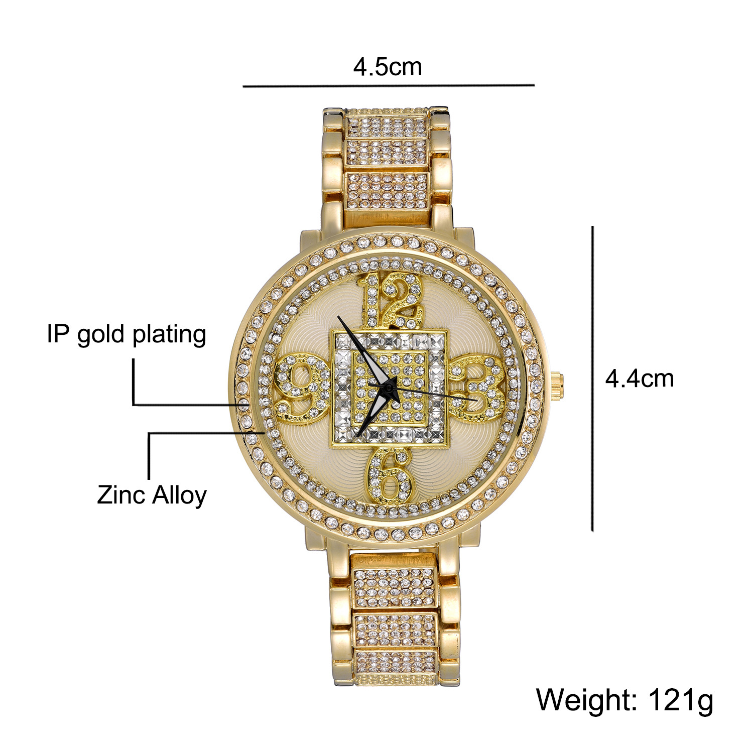 Hip Hop Iced Out Watches Luxury Mens Date Quartz Wrist With Micropave CZ Alloy For Women Men Jewelry