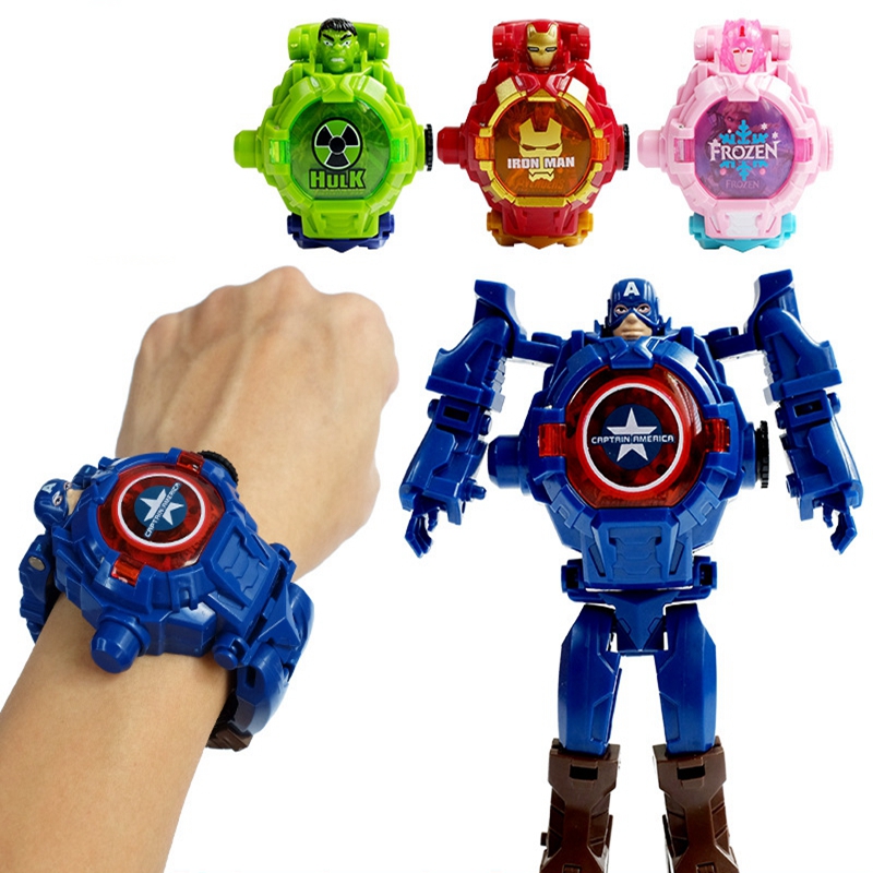 Kids 3D 21 Eletronic Projection Watch Boys Wristwatch Kid Transformers Watch Deformation Toys