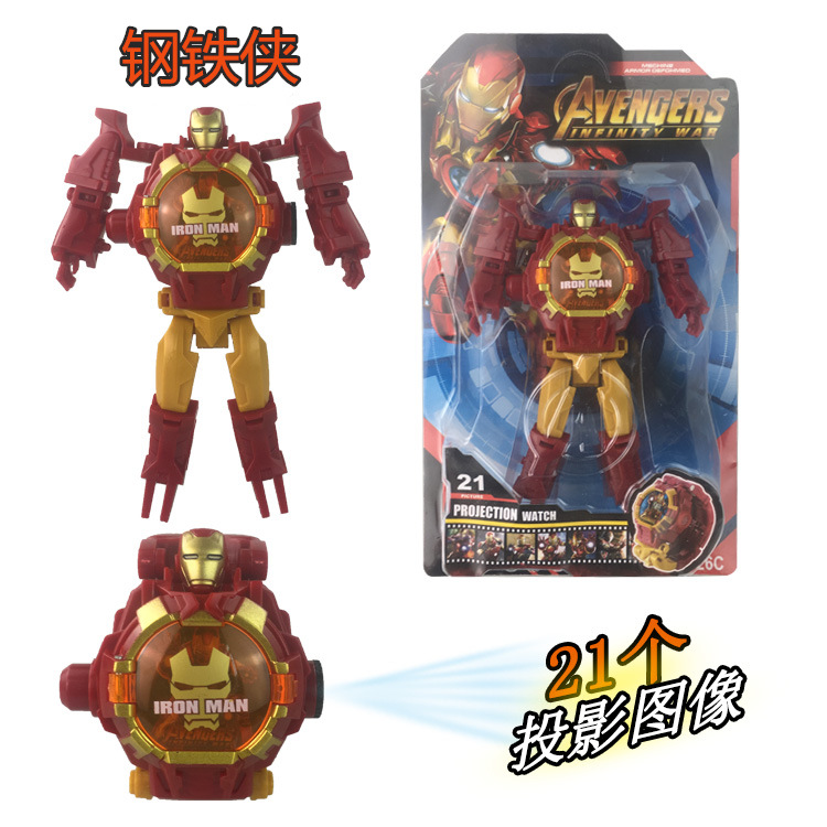 Kids 3D 21 Eletronic Projection Watch Boys Wristwatch Kid Transformers Watch Deformation Toys