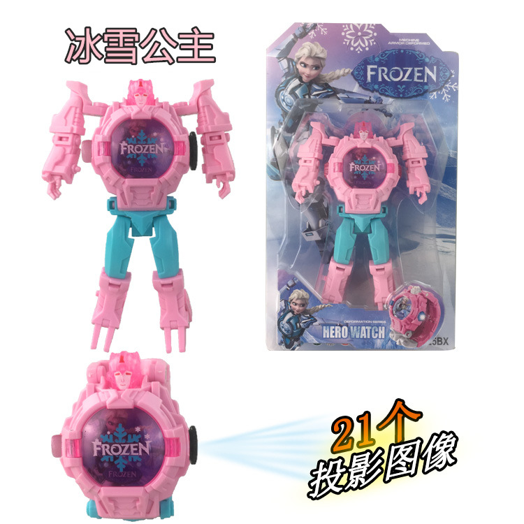 Kids 3D 21 Eletronic Projection Watch Boys Wristwatch Kid Transformers Watch Deformation Toys