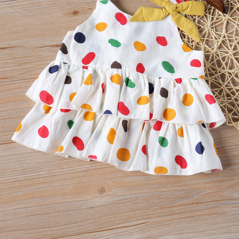 2 Colors Baby Toddler Polka Dots Strappy Top Solid Shorts Set Summer Girls Chiffon Casual Suit Set