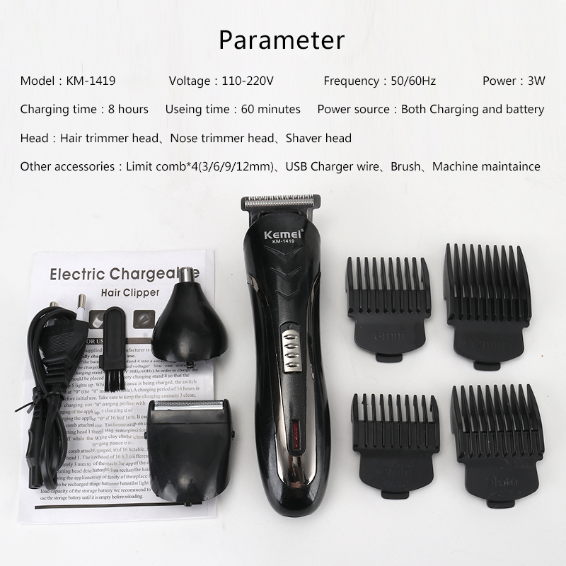 Hair Clipper Mens Electric Hair Cut Clipper Beard Shaver Machine Razor Nose Trimmer Set