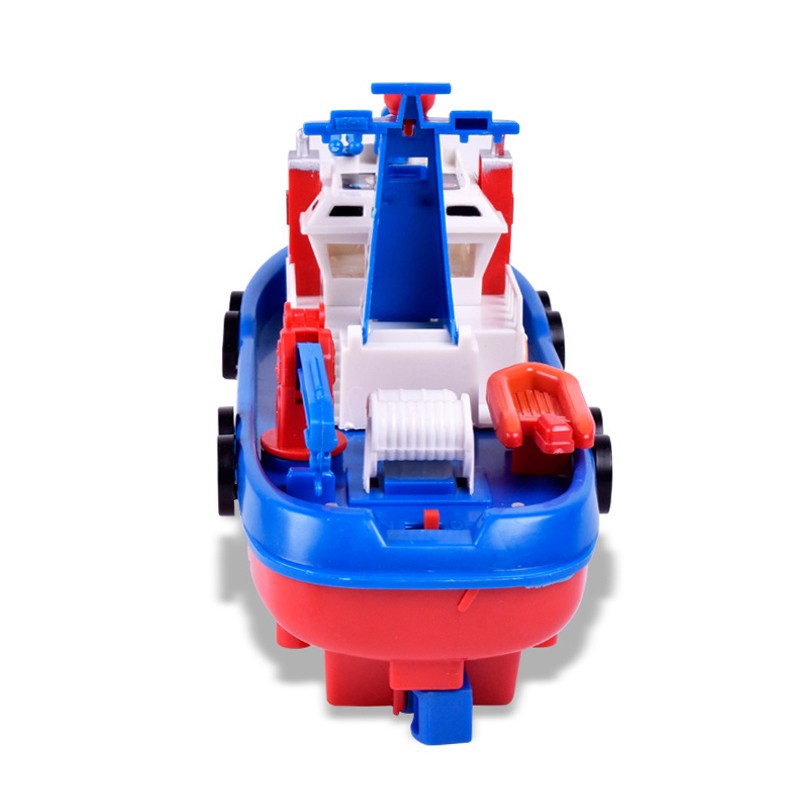 Fast Speed Music Light Electric Marine Rescue Fire Fighting Boat Toys Non-Remote Kids Day Gift