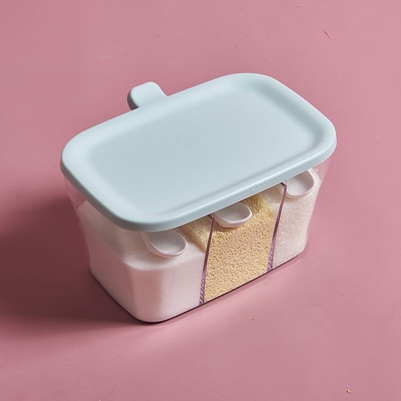 Spice Storage Box with 3*Serving Spoons for Kitchen Accessories Sugar Salt Spices Container