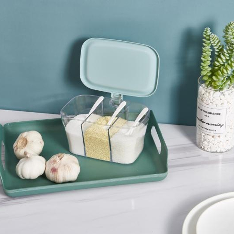 Spice Storage Box with 3*Serving Spoons for Kitchen Accessories Sugar Salt Spices Container