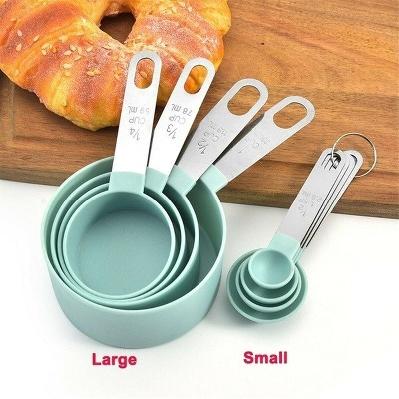 8Pcs Stainless Steel Measuring Cups Spoons Large Small Kitchen Baking Cooking Tools Set