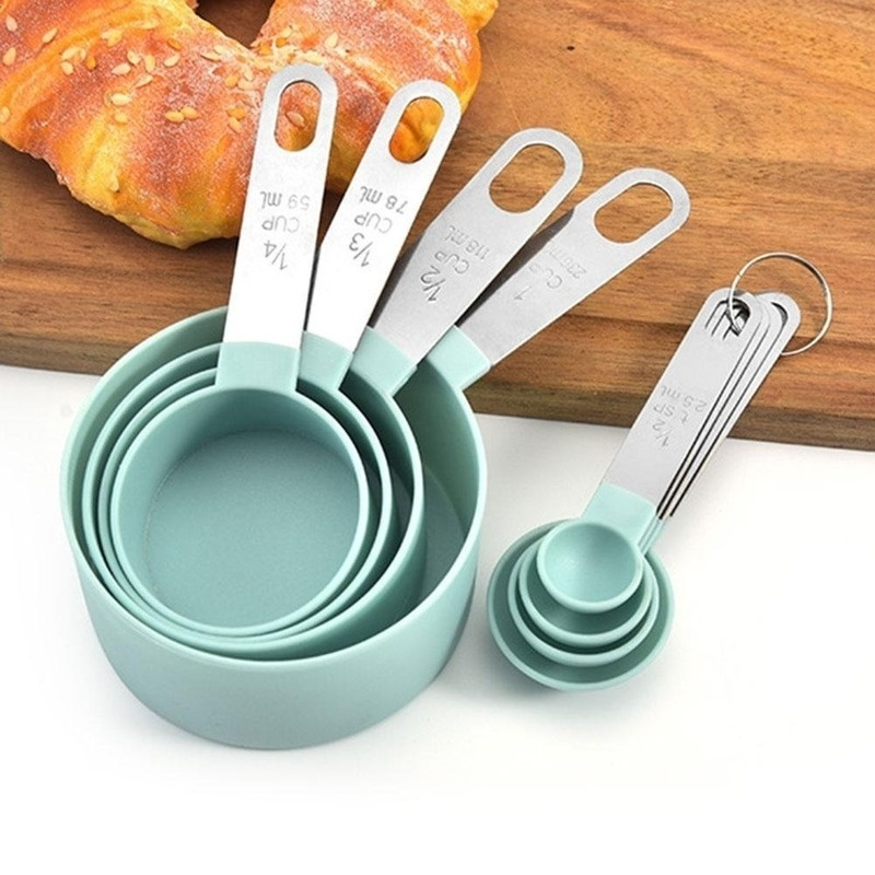 8Pcs Stainless Steel Measuring Cups Spoons Large Small Kitchen Baking Cooking Tools Set