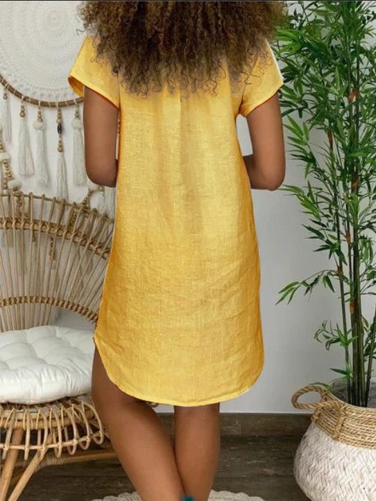 Women Fsashion Summer Loose Dress Butterfly Print Short Sleeve V-neck Dress Plus Size