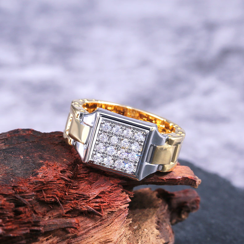 Men Rings Creative Watch Shaped Two Tone Design Rings For Men Wedding Ring