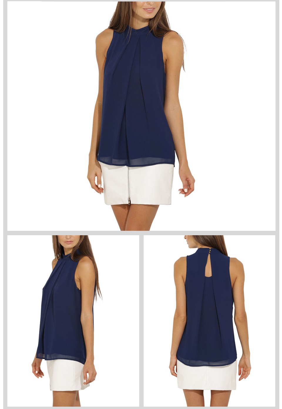 Women Casual Chiffon Blouse Sleeveless Shirt T-shirt Summer Blouse Tops