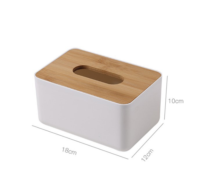 Multifunctional bamboo cover desktop split tissue box coffee table drawer remote control storage