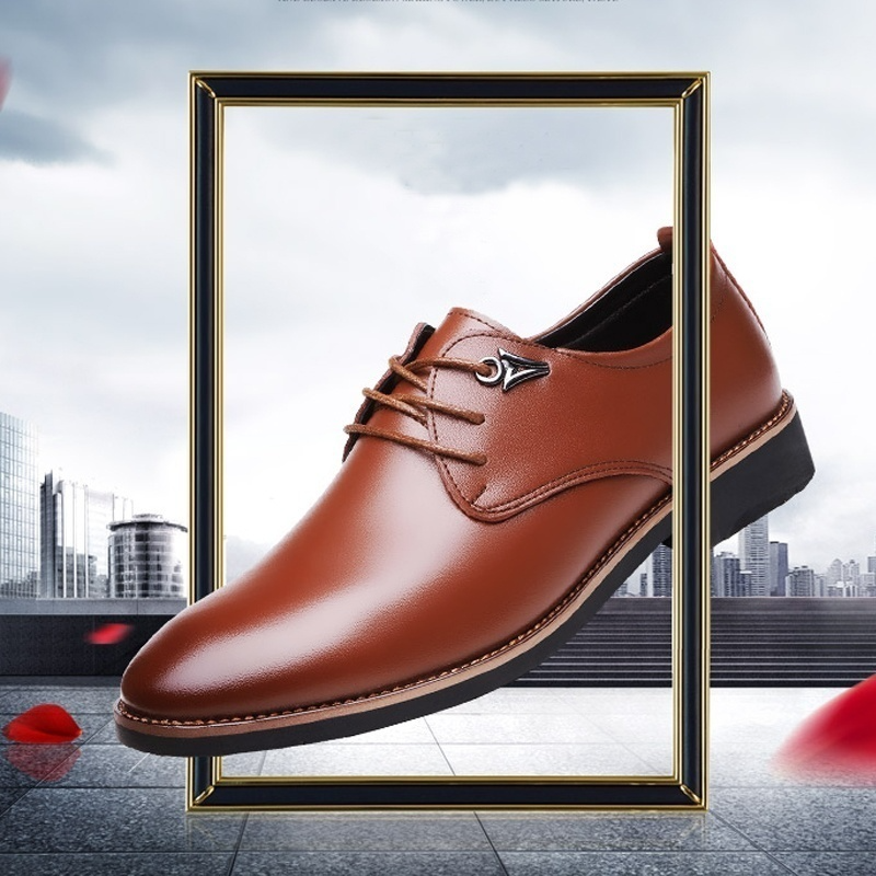 38-44 Men&apos;s Fashion Casual Pointed Toe Business Suit Shoes Male Wedding Dress Shoes FlatPlus Size