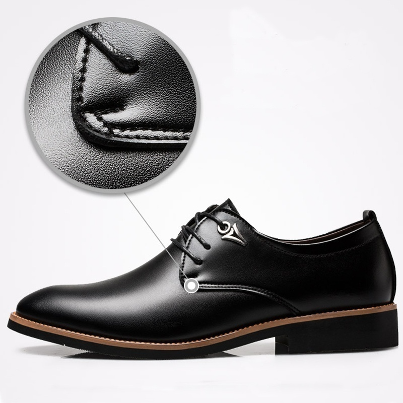 38-44 Men&apos;s Fashion Casual Pointed Toe Business Suit Shoes Male Wedding Dress Shoes FlatPlus Size