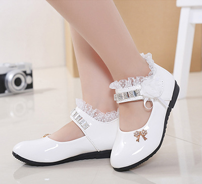 Children Elegant Princess PU Leather Sandals Kids Girls Wedding Dress Party Beaded Shoes For Girls