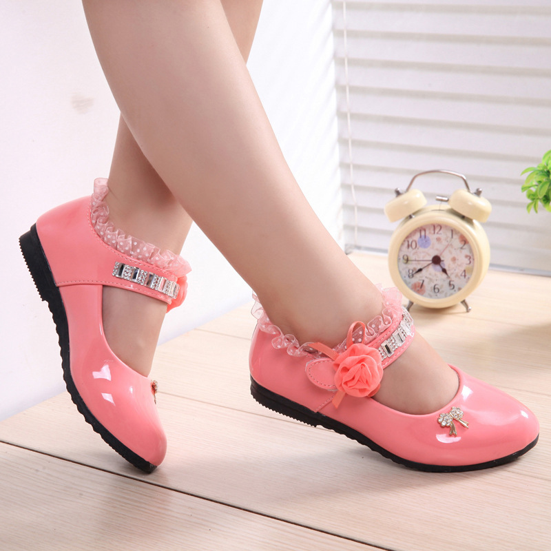 Children Elegant Princess PU Leather Sandals Kids Girls Wedding Dress Party Beaded Shoes For Girls