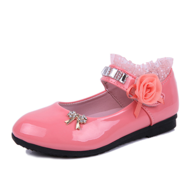 Children Elegant Princess PU Leather Sandals Kids Girls Wedding Dress Party Beaded Shoes For Girls
