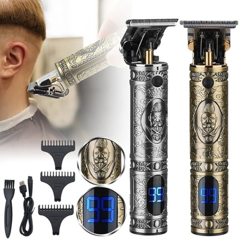 USB Charging Digital Display Baldhead Shaver Barbershop Electric Hair Clipper With 4 Limit Comb