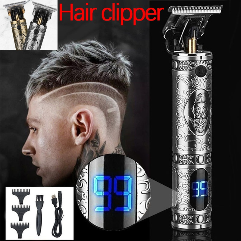 USB Charging Digital Display Baldhead Shaver Barbershop Electric Hair Clipper With 4 Limit Comb
