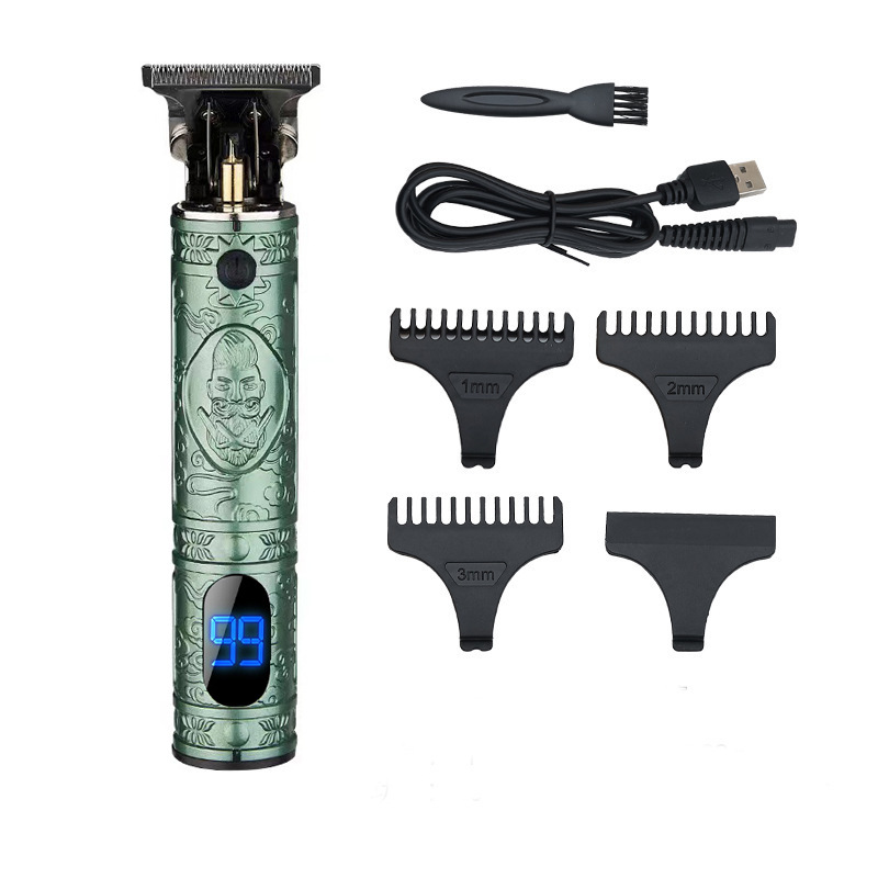 USB Charging Digital Display Baldhead Shaver Barbershop Electric Hair Clipper With 4 Limit Comb