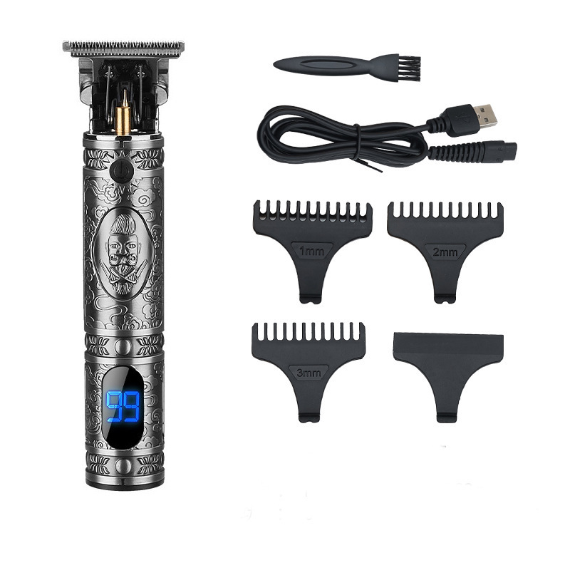 USB Charging Digital Display Baldhead Shaver Barbershop Electric Hair Clipper With 4 Limit Comb