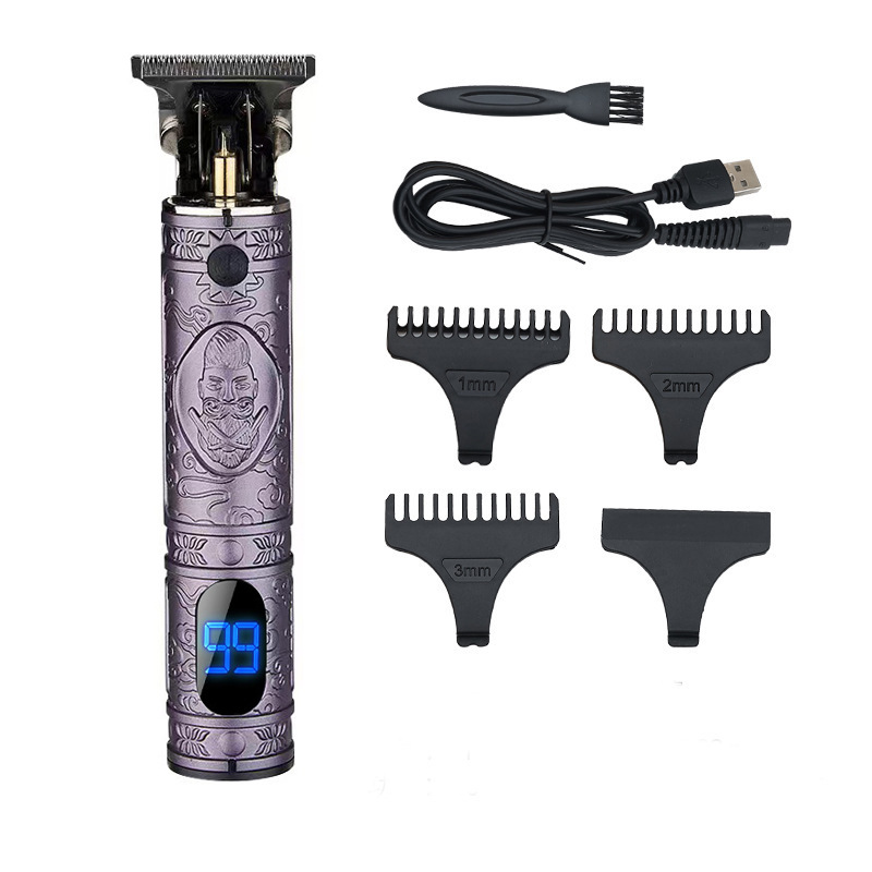 USB Charging Digital Display Baldhead Shaver Barbershop Electric Hair Clipper With 4 Limit Comb