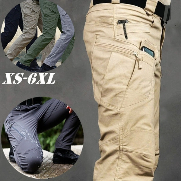 S-6XL Men's Waterproof Pants Outdoor Tactical Pants Multi-pocket Breathable Work Pants Overalls Outdoor Pants
