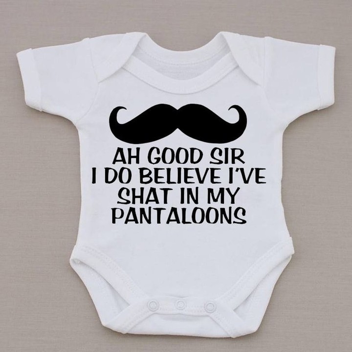 Summer Casual Baby Unisex Mustache & Letter Print Short Sleeve Bodysuit Romper