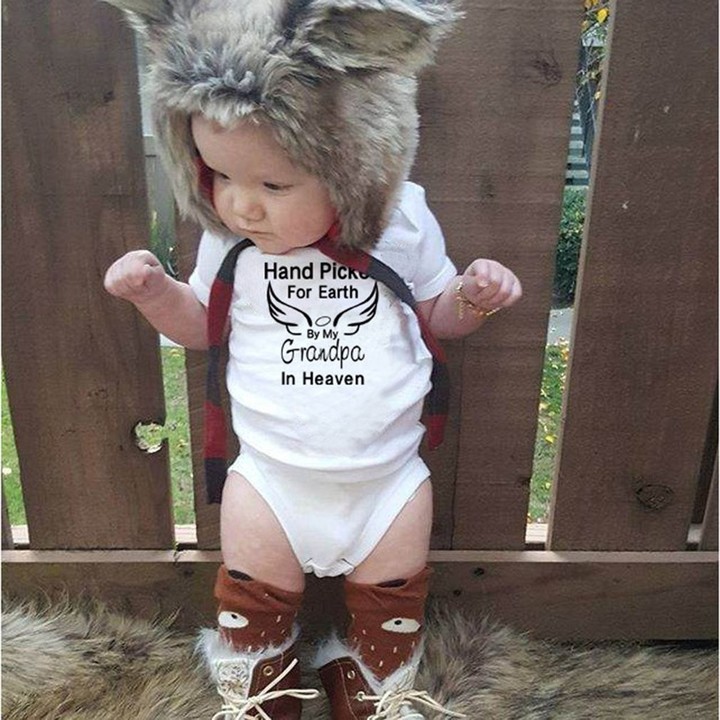 Baby Short Sleeve Romper Angel Wings &amp; Letter Printed Bodysuit Pullover