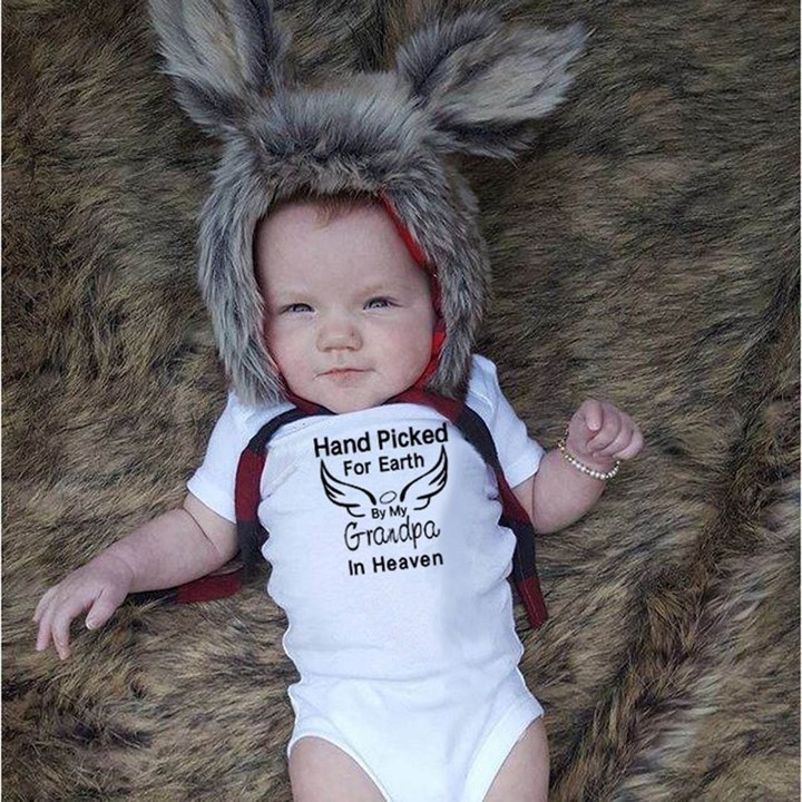 Baby Short Sleeve Romper Angel Wings &amp; Letter Printed Bodysuit Pullover
