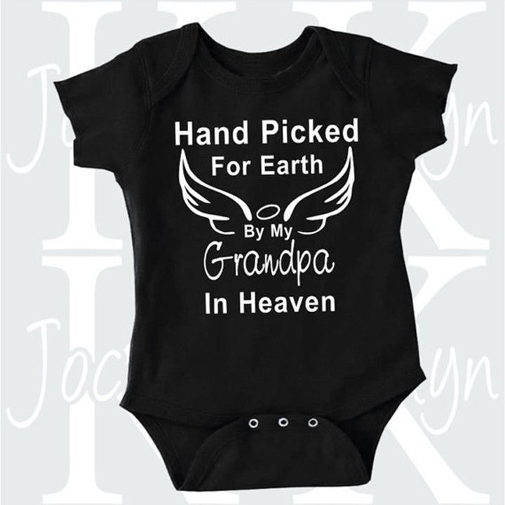 Baby Short Sleeve Romper Angel Wings &amp; Letter Printed Bodysuit Pullover