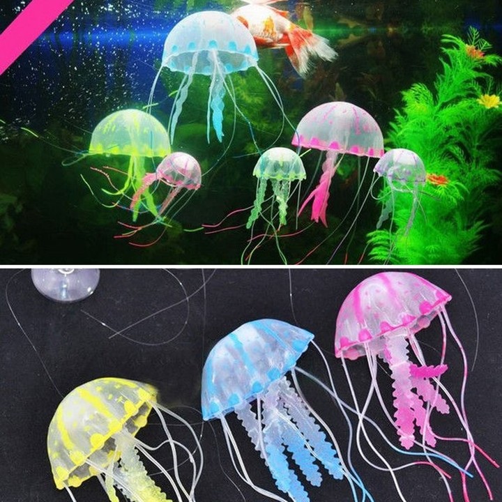 Glowing Effect Artificial Jellyfish Ornament Fish Tank Aquarium Decoration