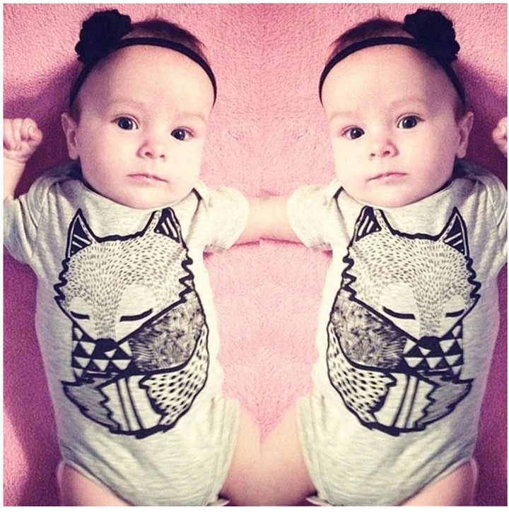 Summer Cotton Baby Short Sleeve Romper Fox Pattern Printed Boys Girls Bodysuit