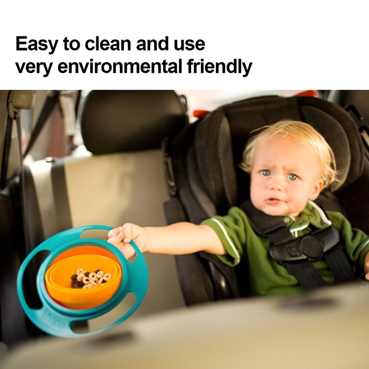 360 Degree Rotation Baby Feeding Dishes Unique Spill-Proof Dishes Gyro Bowl