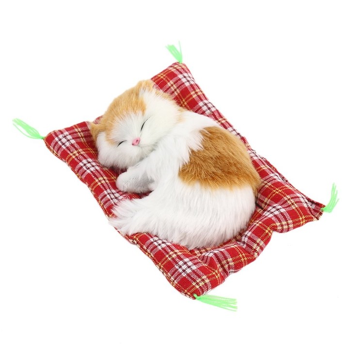 Mini Lovely Simulation Animal Doll Plush Sleeping Cats with Sound Kids Toy