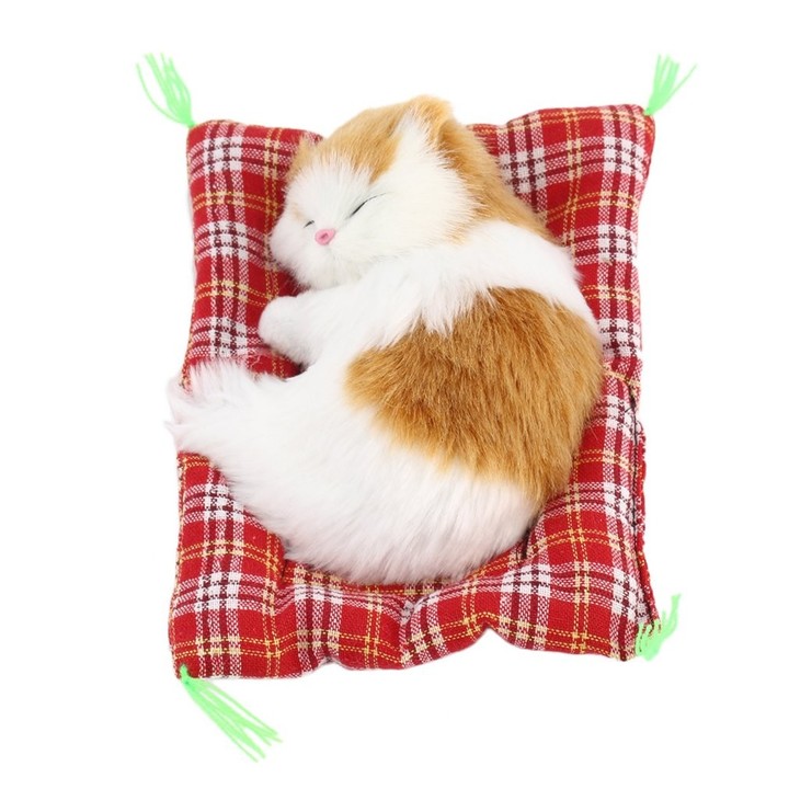 Mini Lovely Simulation Animal Doll Plush Sleeping Cats with Sound Kids Toy