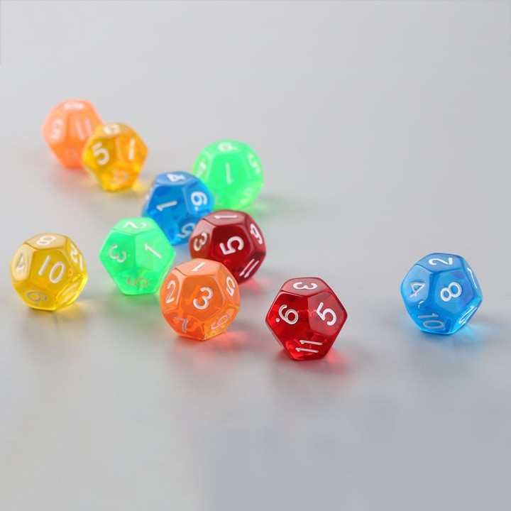 10pcs/Set Multicolor Transparent 12-Sided Role Playing Game Dices D12 New