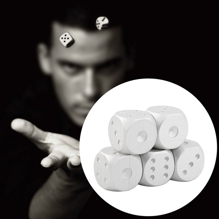 5pcs/set Aluminum Alloy Dice Set Metal Case Gift for Party Home Play Games