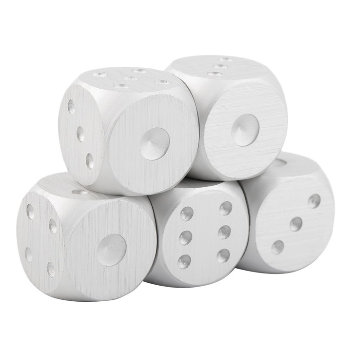 5pcs/set Aluminum Alloy Dice Set Metal Case Gift for Party Home Play Games