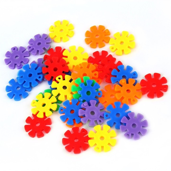 100Pcs Colorful Plastic Snowflake Building Blocks Puzzle Educational Toy
